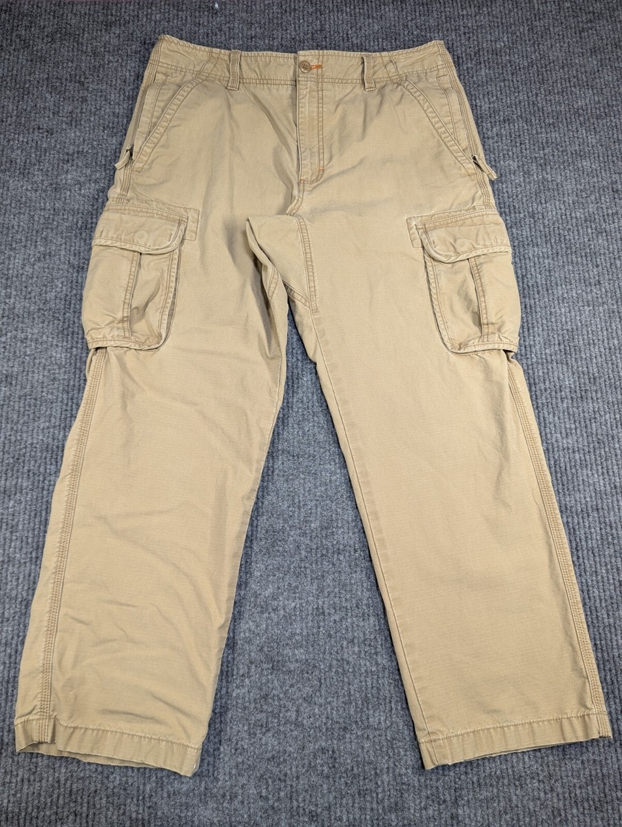 LL Bean Pants Mens 35x30 Beige Tan Allagash Ripstop Cargo Hike