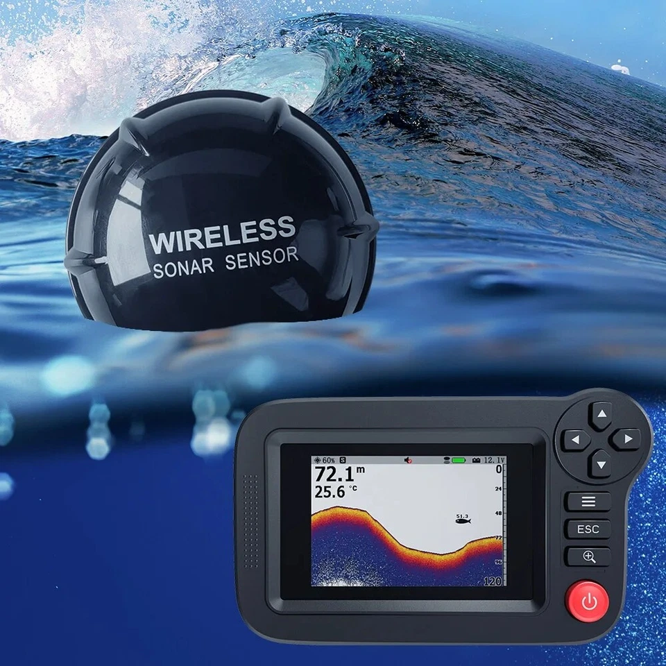 3.5in Wireless Sonar Fish Finder Underwater Depth Sounder With Fishing Detector - Image 3 of 4