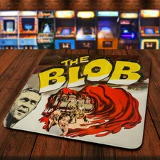 The Blob (1958) Mouse Mat Mousepad Faux Leather Stitched Steve McQueen