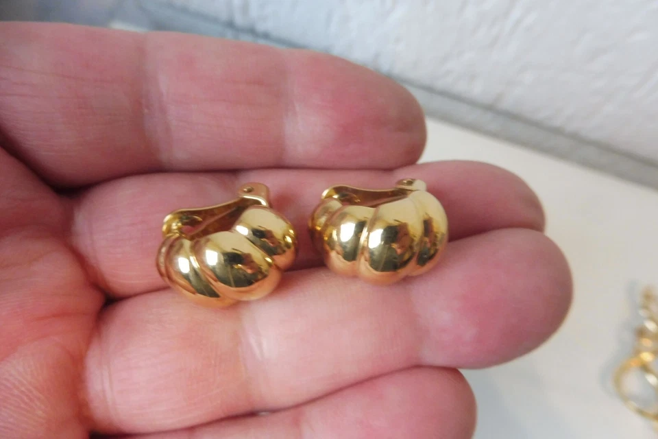 Pierre Lang Ohrringe ,   schöne PL - Ohr-Clips  ,  vergoldet - Bild 4 von 4