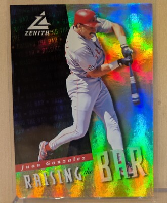 1998 Pinnacle Zenith RAISING THE BAR #11 Juan Gonzalez Refractor RARE INSERT