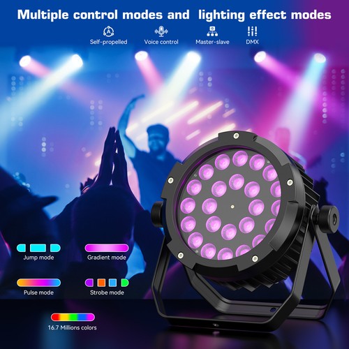 4Pcs LED 24x15W IP67 Waterproof RGBWA+UV 6IN1 Par Stage Light DJ Disco Party Bar - Picture 6 of 10
