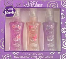 Body Fantasies Classic Florals 3PC Gift Box Set Fragrance Body Sprays 1.7oz