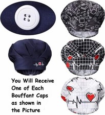 Geyoga 4 Pieces adjustable Bouffant Caps with Button and Sweatband Men or Women