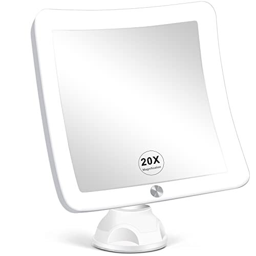 20X Magnifying Mirror with Bright LED Light 7 Inch Large 8.5L x 7W for Clear Viewing