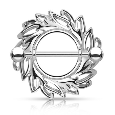 Pair of Tribal Floral Clip On Non Piercing Nipple Shields Rings