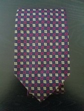 Brooks Brothers Navy Blue, Red and Gold Geometric 100% Silk Necktie Made in USA