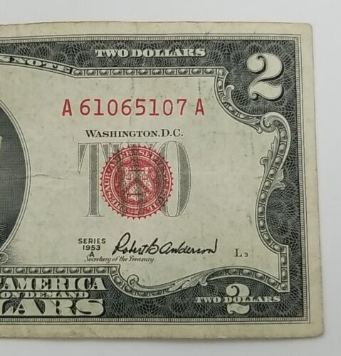 3 Note Lot $1 (1957B Silver Cert) $2 (1953A Red Seal) $5 (1953 Silver Cert)#804 - Picture 11 of 20