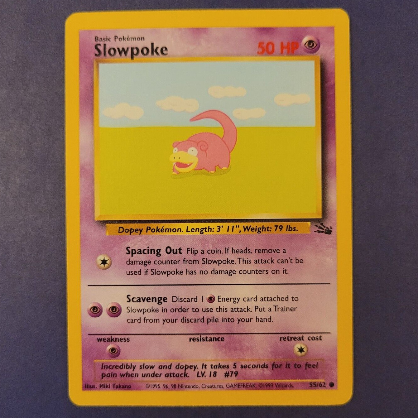 Slowpoke - 55/62 - Fossil Set - Pokemon Card - NM