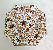 Antique 1883-88 Wileman & Co BLACKBERRY Brown Square Shape Saucer: 4.8" Side
