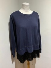 J. Crew sweatshirt jumper Large L VGC fringe navy cotton classic casual black