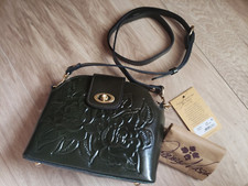 Patricia Nash Ladra Rose Tooled Leather Crossbody Bag Dark Olive w/ Dust Bag NWT
