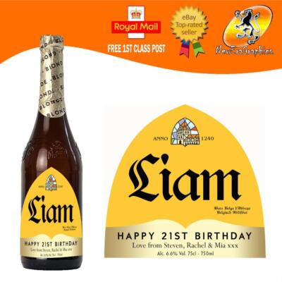 PERSONALISIERTES GEBURTSTAG BELGISCHES BLONDES LAGER BIERFLASCHE ETIKETT FÜR JEDEN ANLASS GESCHENK