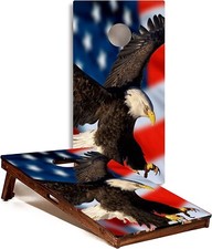 American Flag Eagle Cornhole Board Wrap Weatherproof Bubble-Free Application