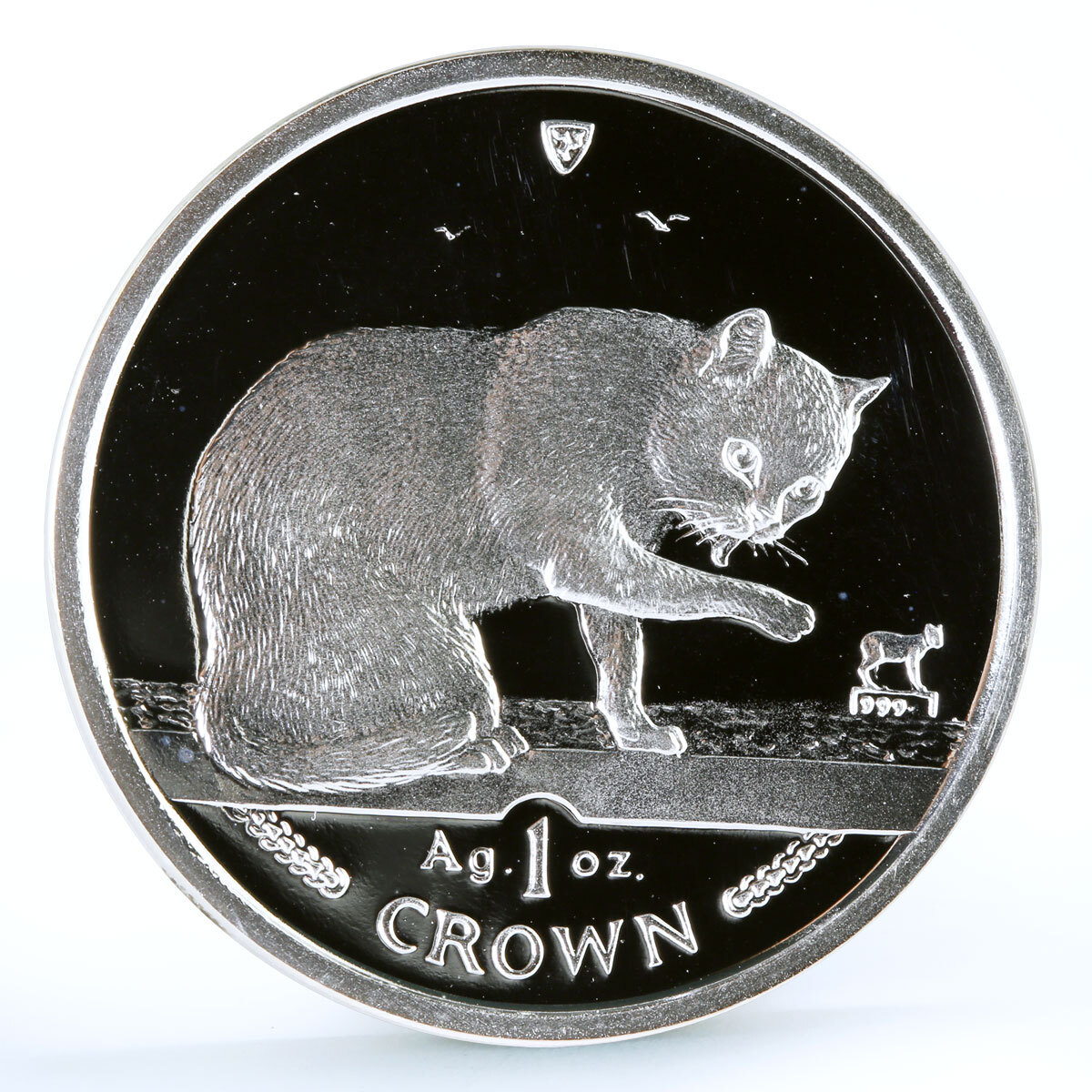 猫デザイン 1oz 銀貨 CROWN Isle of Man 1 crown Home Pets British