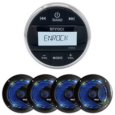 Enrock Bluetooth Marine Gauge Stereo, 4x 6.5" Inch LED Light's Marine Speakers
