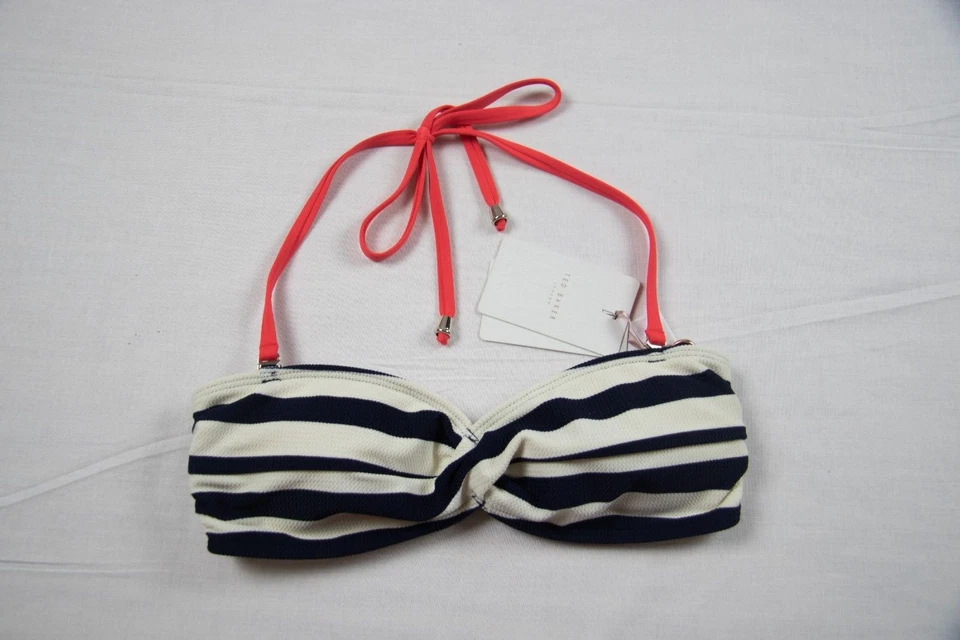 Traje de baño Ted Baker blanco marino de dos piezas a rayas talla 10 Foto 4 de 4