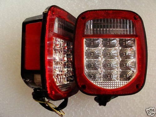 Fits Jeep Wrangler LED TAIL LIGHTS TJ CJ YJ CJ5 CLEAR LENS BRIGHT RED LED's - Picture 2 of 3
