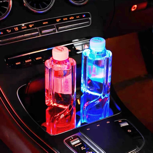 2pcs RGB LED Car Interior Cup Holder Light Mat Pads Drink Coaster Mercede s Benz - Picture 4 of 11