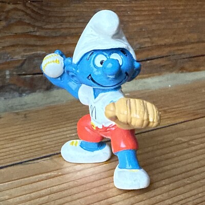 Smurf Baseball Launcher Figure Mc Donalds 1997 Peyo97 - Marked