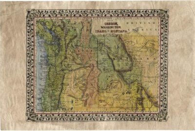 Oregon Washington Montana Idaho Map Art Print Poster Vintage Wall Decor & Gift