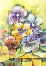 Orchidea Complete cross stitch kit - greetings card Pansies 6213