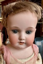 Antique German Bisque 18” Armand Marseille Doll On Orig Body, Mohair Wig