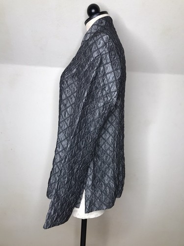 Coldwater Creek Lightweight Quilted Black Silver Button Front Jacket Size S - Picture 3 of 9