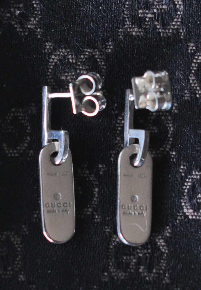 Gucci Logo Dangle Earrings Sterling Silver 925 Ma… - image 2