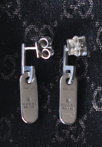 Gucci Logo Dangle Earrings Sterling Silver 925 Made in Italy - Picture 2 of 2