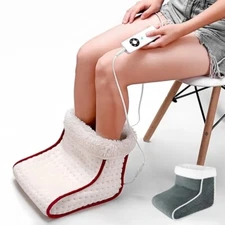 Electric Foot Warmer Pad, Washable, 5 Heat Modes, Thermal Massager, White/Gray