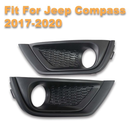 Pair Front Bumper Fog Light Covers Bezel Trim Black For Jeep Compass 2017-2020 - Photo 3/12