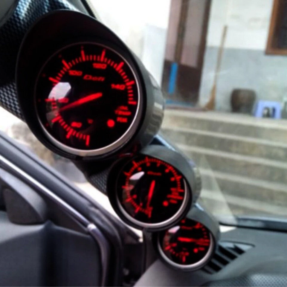 Cápsula de transmisión izquierda de 2" 52 mm pilar A triple soporte de calibre de montaje de 3 orificios cápsula de carbono Foto 3 de 4