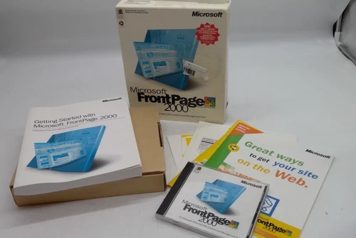 Vtg Microsoft Office Front Page 2000 in Original Retail Big Box COMPLETE w/Key