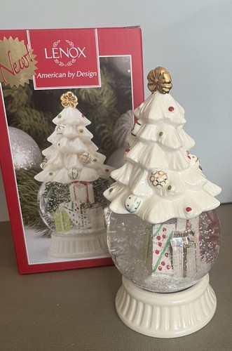 LENOX “Let It Snow” White Christmas Tree Snowglobe 6” Gift Holiday - Picture 2 of 3