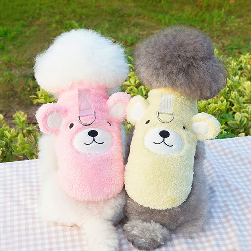 Fleece Pet Clothes Sweater Cute Bear Print Coat Dog Shirt Jacket Teddy Bulldog ♢ - Picture 3 of 17