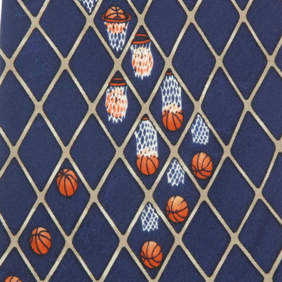 Aros de tiro de baloncesto NICOLE MILLER azul marino diamante corbata de seda para hombre Foto 3 de 4