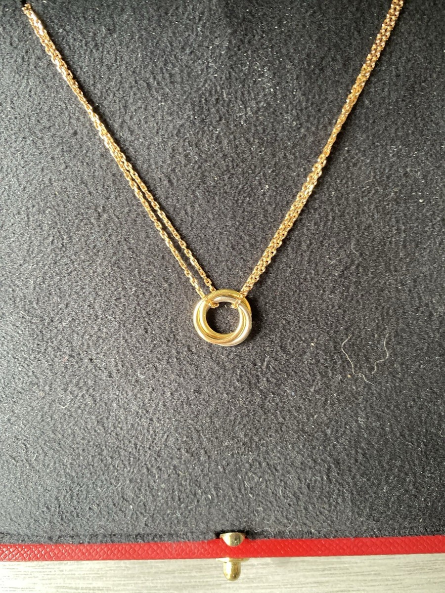 Cartier Trinity Pendant Necklace Mini Model 18K White Gold Yellow