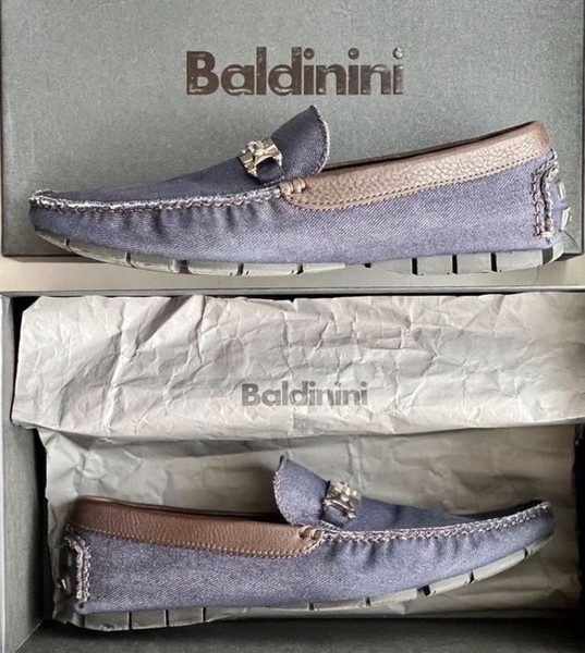 Men Baldinini Loafers Blue Denim Leather 43