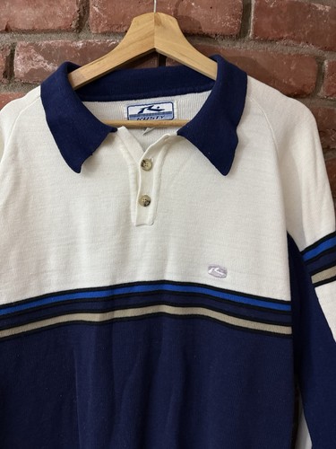 Vintage 90s 2000s Rusty Striped Polo Shirt L/M Surf Skate Rave - Picture 2 of 6