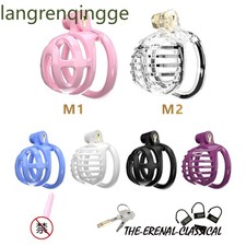 Super Mini Chastity Cage Devices Pink/Black Lock with 5 Size Rings Belt