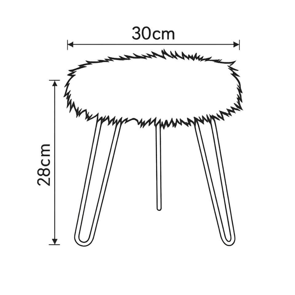 Stool Faux Fur Vanity Dressing Table Chair Seat Foot Rest With Gold Hairpin Legs - Image 2 of 2
