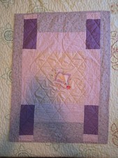 Vtg Handmade Purple/Lavendar Baby Crib Quilt