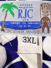 RJC mens hawaiian shirts xxxl Made in USA Hawaii 3xl 2 xl since 1953 Navy Hibisc