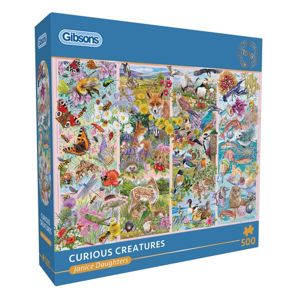 Gibsons Curious Creatures by Janice Daughters 500 piece jigsaw puzzle