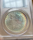 1885-O Morgan Silver Dollar MS64 PCGS Vibrant Rainbow Toned Saturated Both Sides