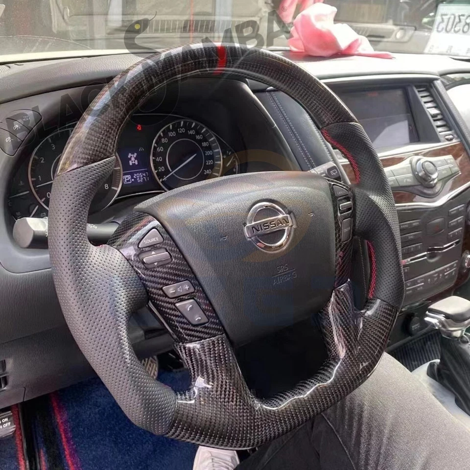 Customized Real Carbon Fiber Steering Wheel for NISSAN Titan ARMADA 2013-2017 Foto 2 de 4