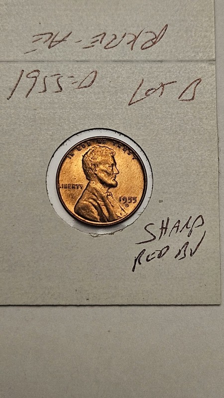 wheat penny 1955D LINCOLN CENT NICE RED BU 1955-D NICE RED UNC DETAILS LOT #B