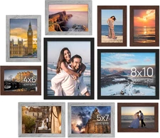 10 Pack Picture Frame Set Collage Wall Table 8X10 5X7 4X6 Black Gray Brown