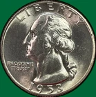 1953 Washington Quarter Silver Brilliant Uncirculated BU Coin #43532